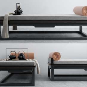 新中式贵妃椅3D模型下载